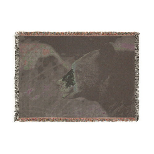 Bear Portrait Woven Blanket — Rustic Wildlife Throw
