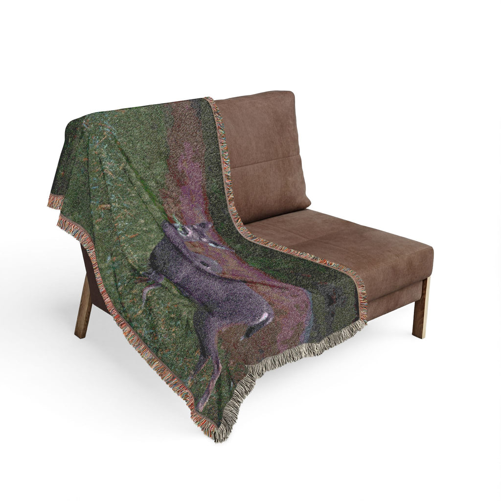 Deer Meadow Woven Blanket – Rustic Wildlife Throw for Cabin & Living Room