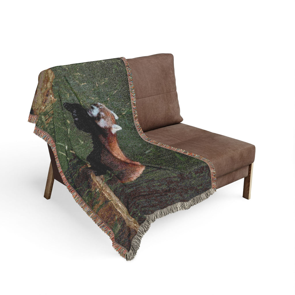 Saffron Red Panda Leap Woven Blanket