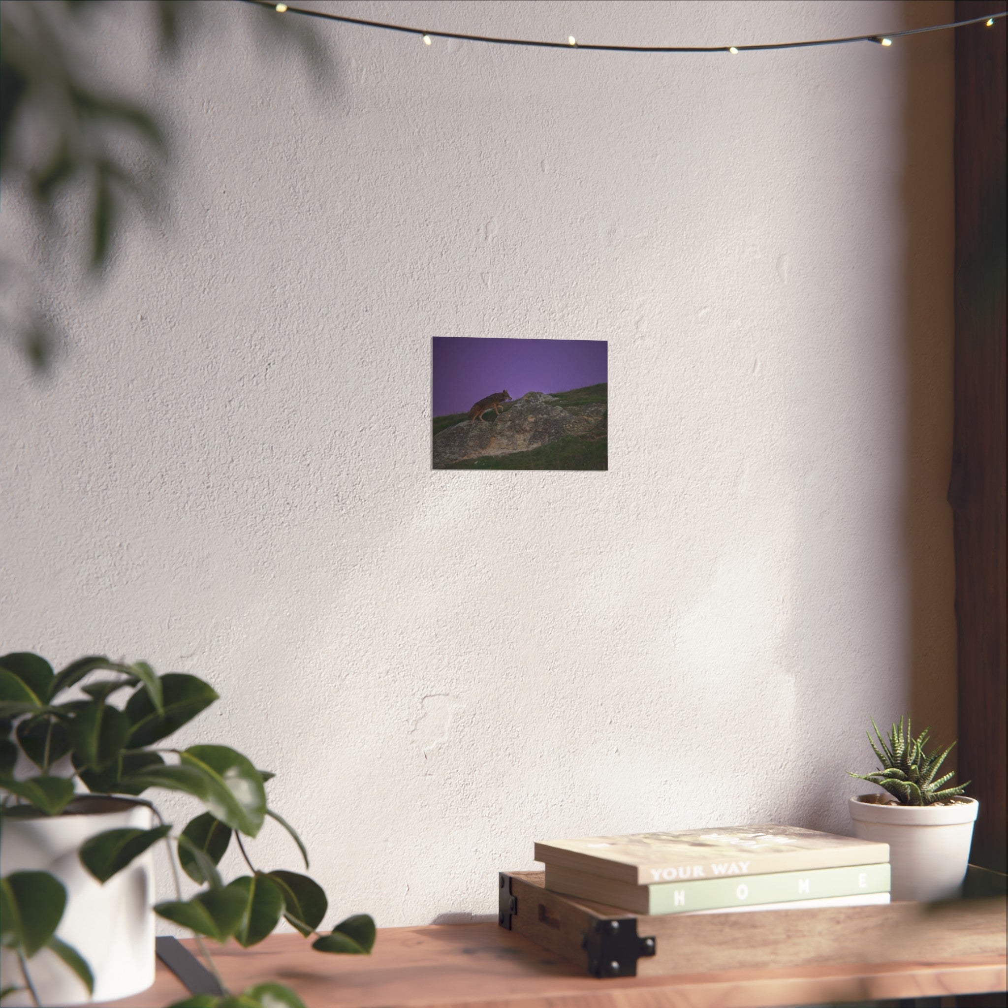 Coyote at Dusk Fine Art Poster — Purple Sky Wildlife Print