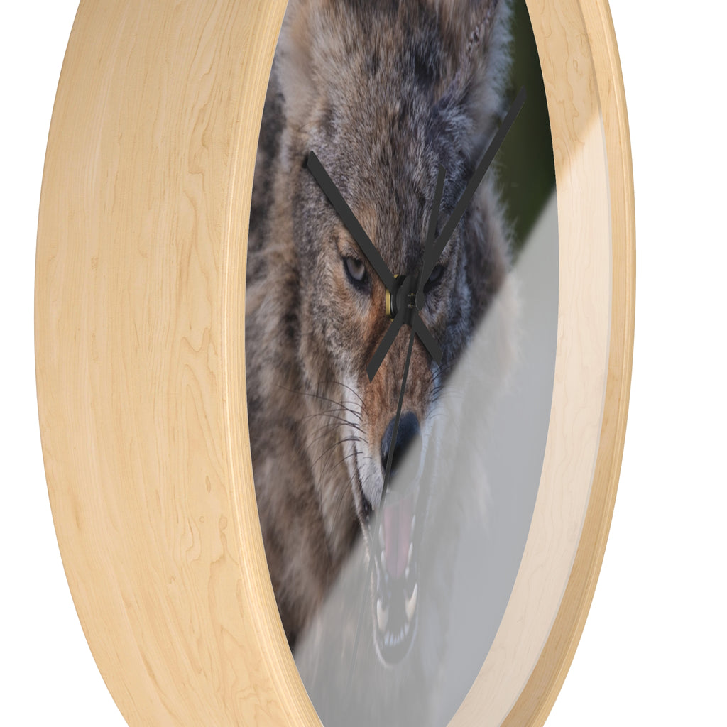Angry Coyote Wall Clock — Fierce Wildlife Decor