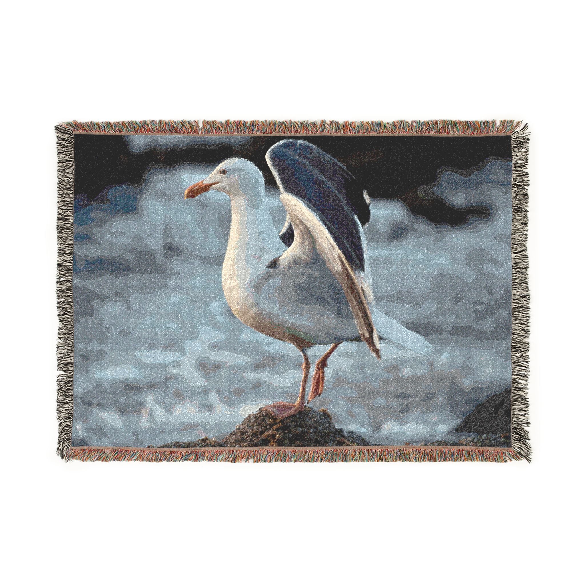 Seagull Coastal Woven Blanket