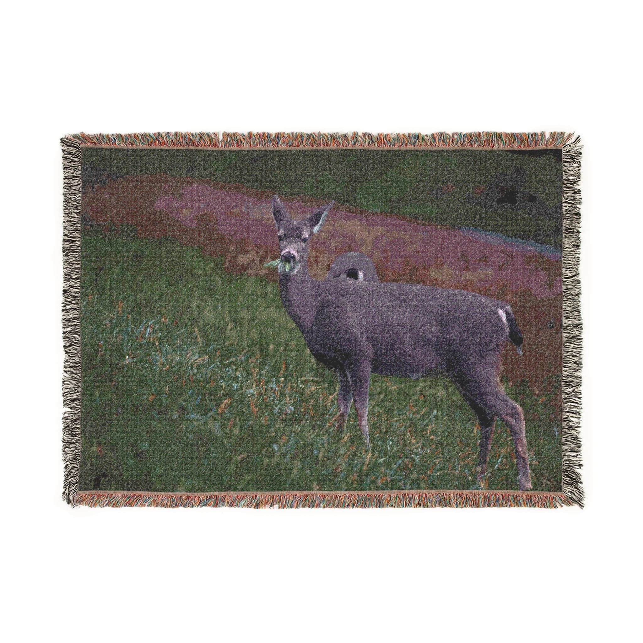 Deer Meadow Woven Blanket – Rustic Wildlife Throw for Cabin & Living Room