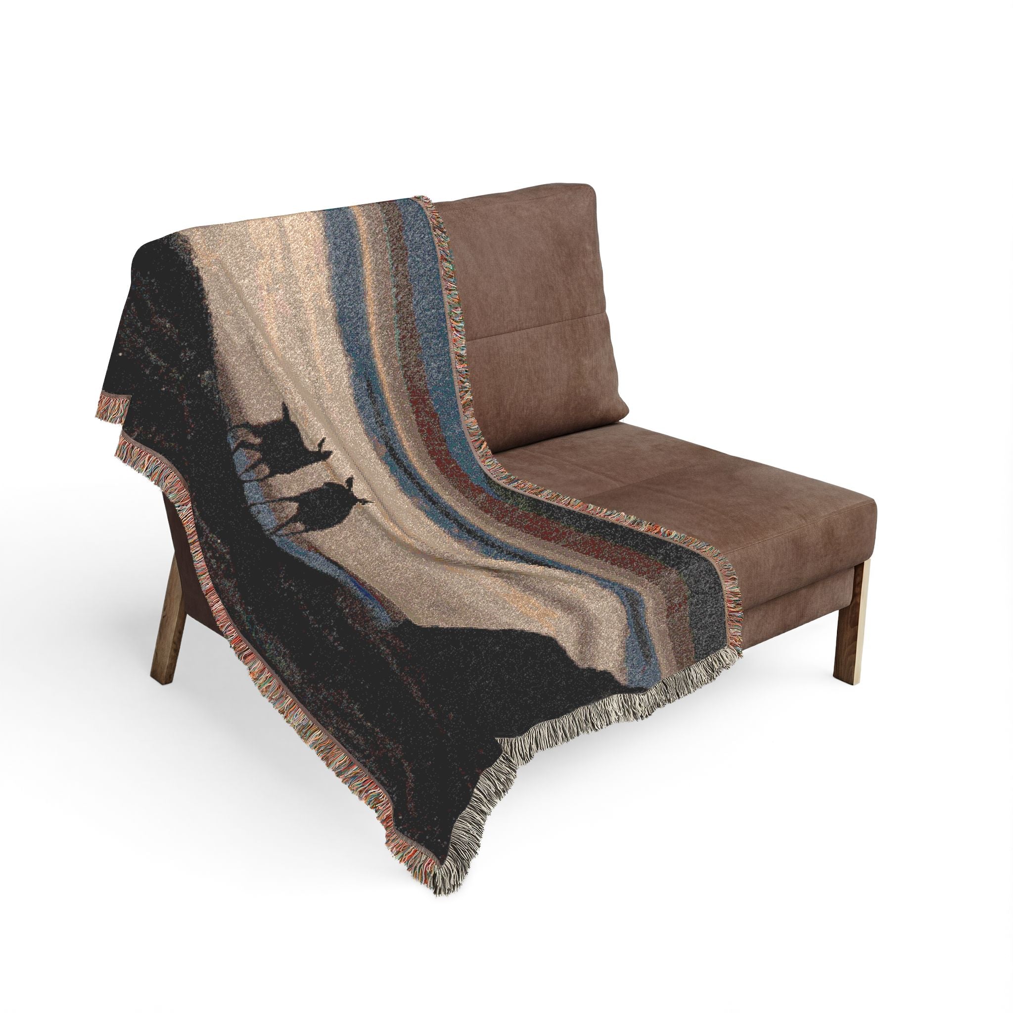 Deer at Dusk Woven Blanket — Scenic Woodland Throw for Cozy Home & Cabin Decor