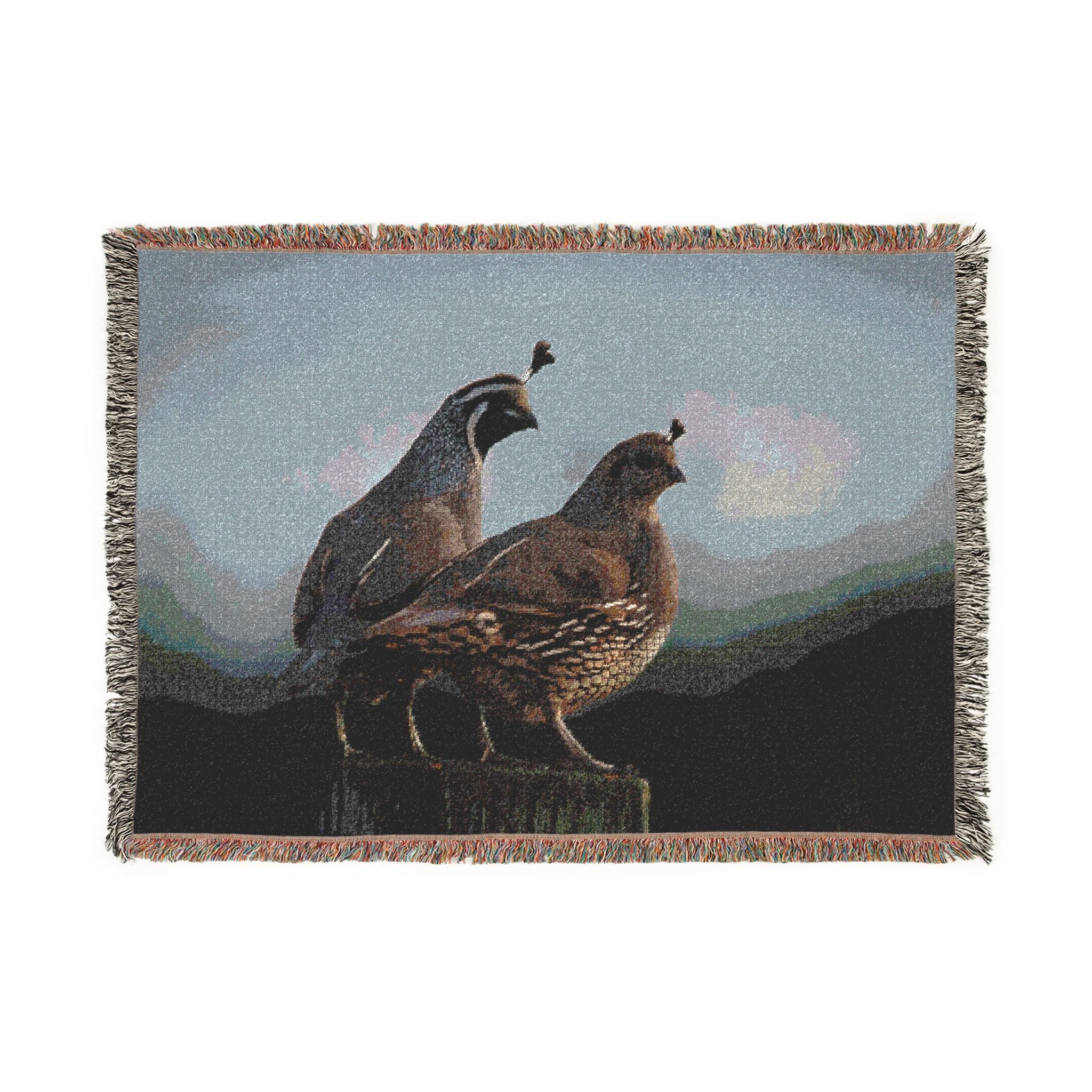 Quail Pair Woven Blanket