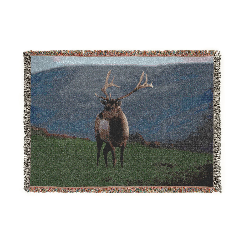 Elk Meadow Woven Blanket - Rustic Deer Throw for Cabin & Lodge Decor