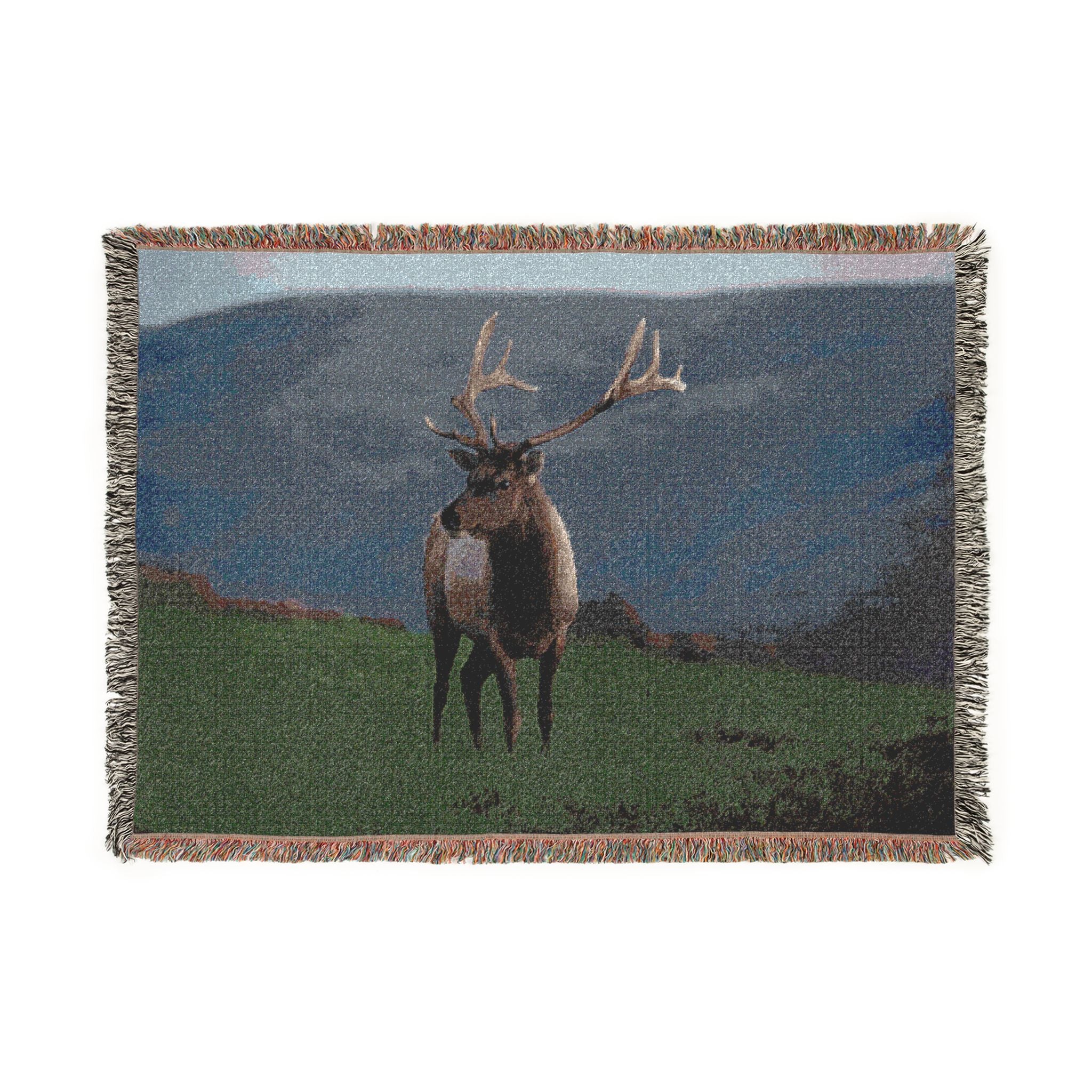 Elk Meadow Woven Blanket - Rustic Deer Throw for Cabin & Lodge Decor