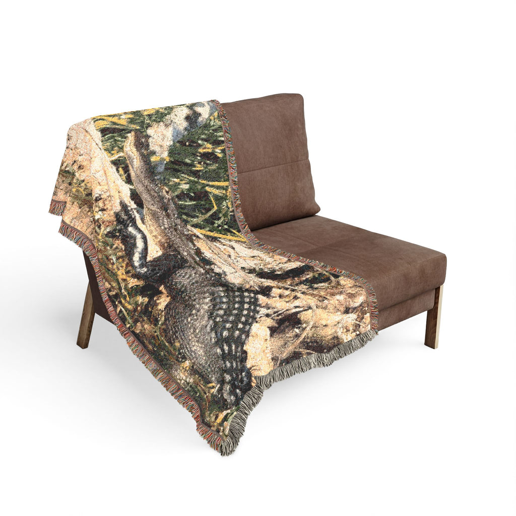 Florida Springs Alligator Woven Throw Blanket