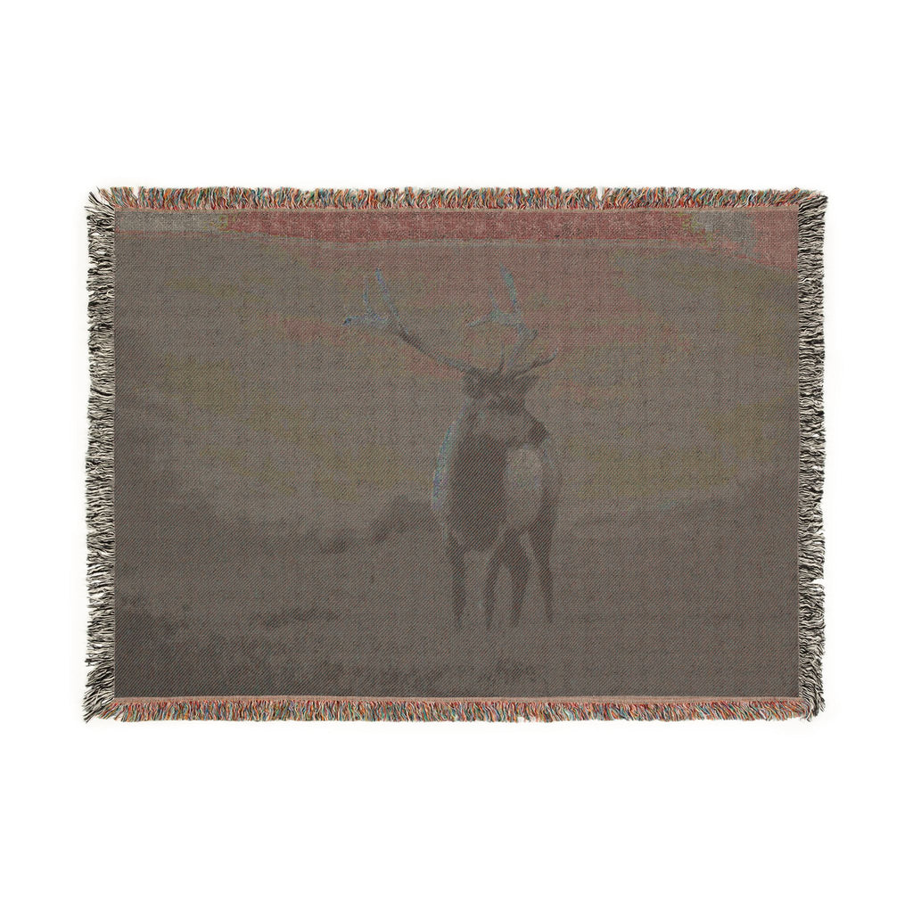 Elk Meadow Woven Blanket - Rustic Deer Throw for Cabin & Lodge Decor