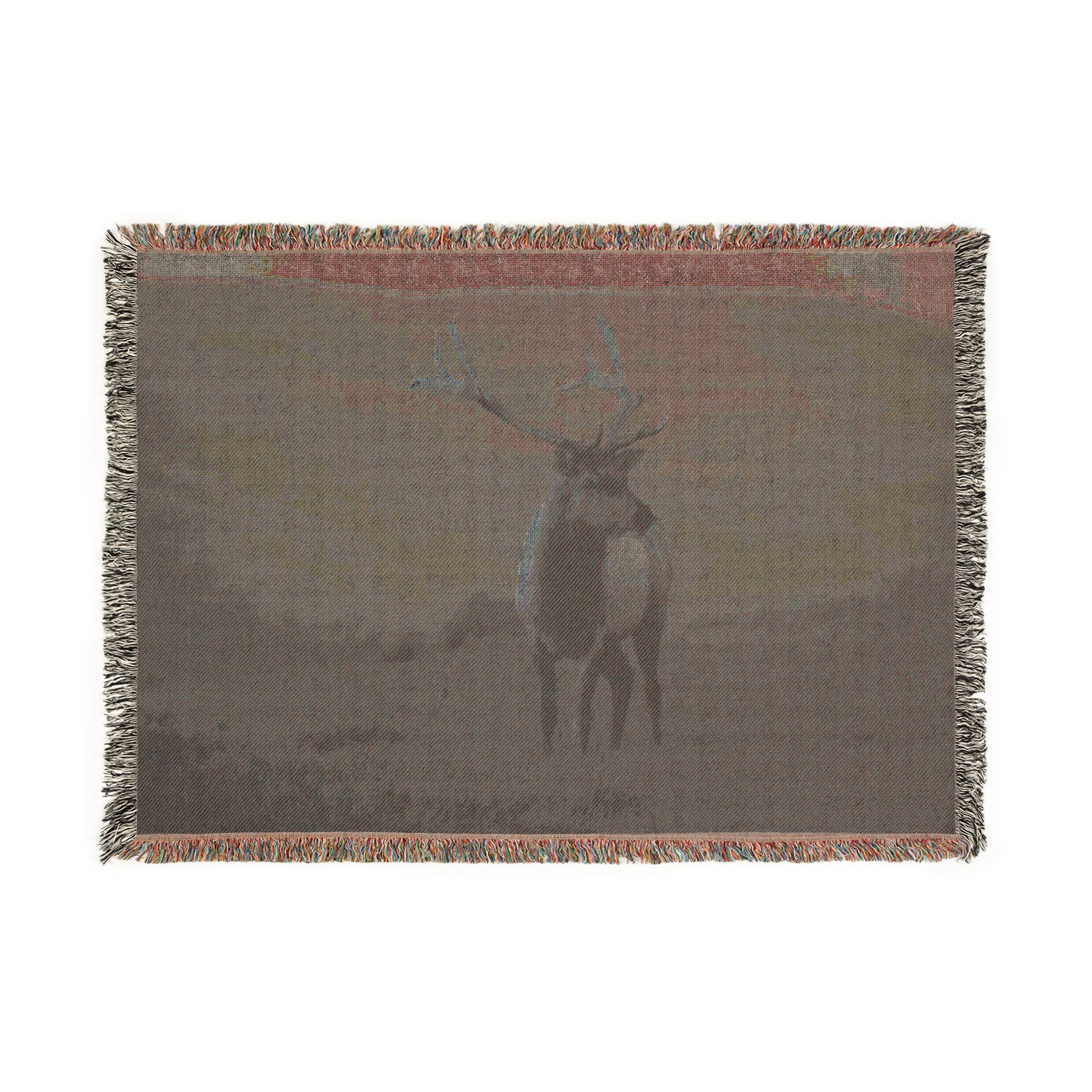 Elk Meadow Woven Blanket - Rustic Deer Throw for Cabin & Lodge Decor