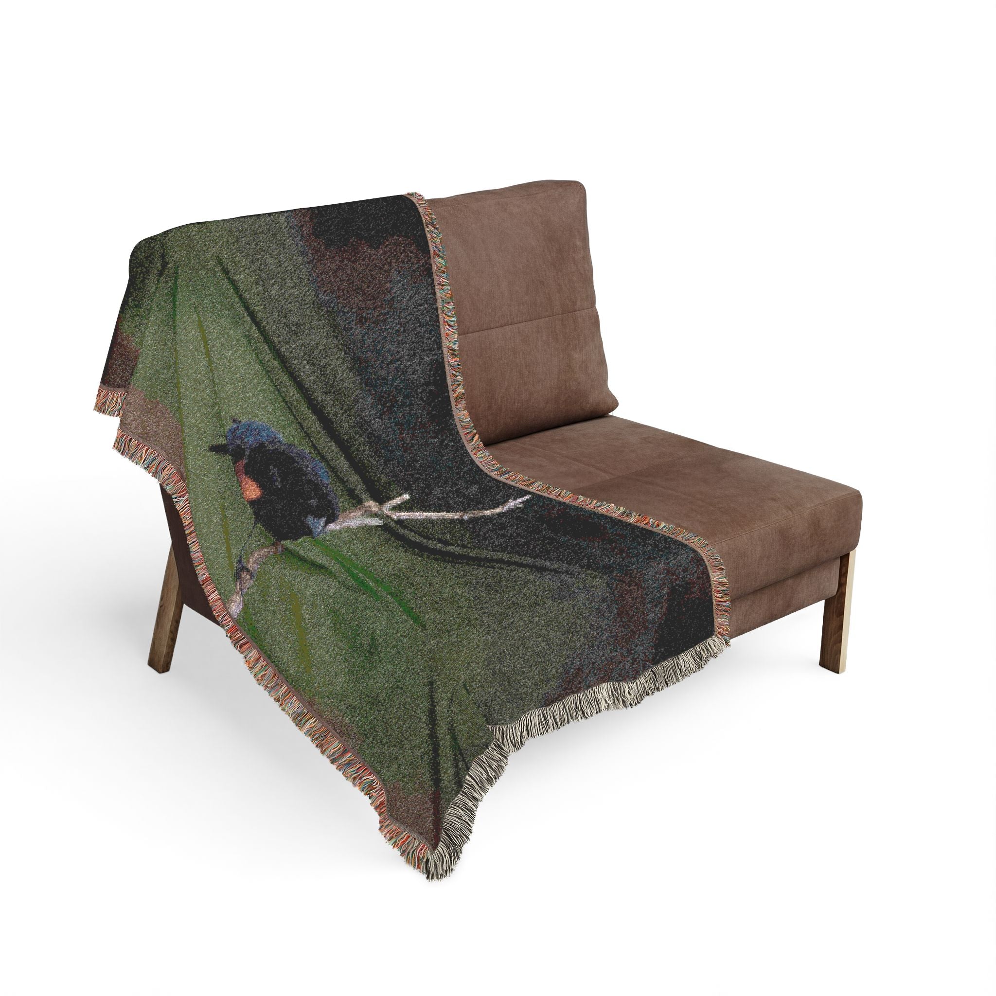 Red-Winged Blackbird Woven Blanket