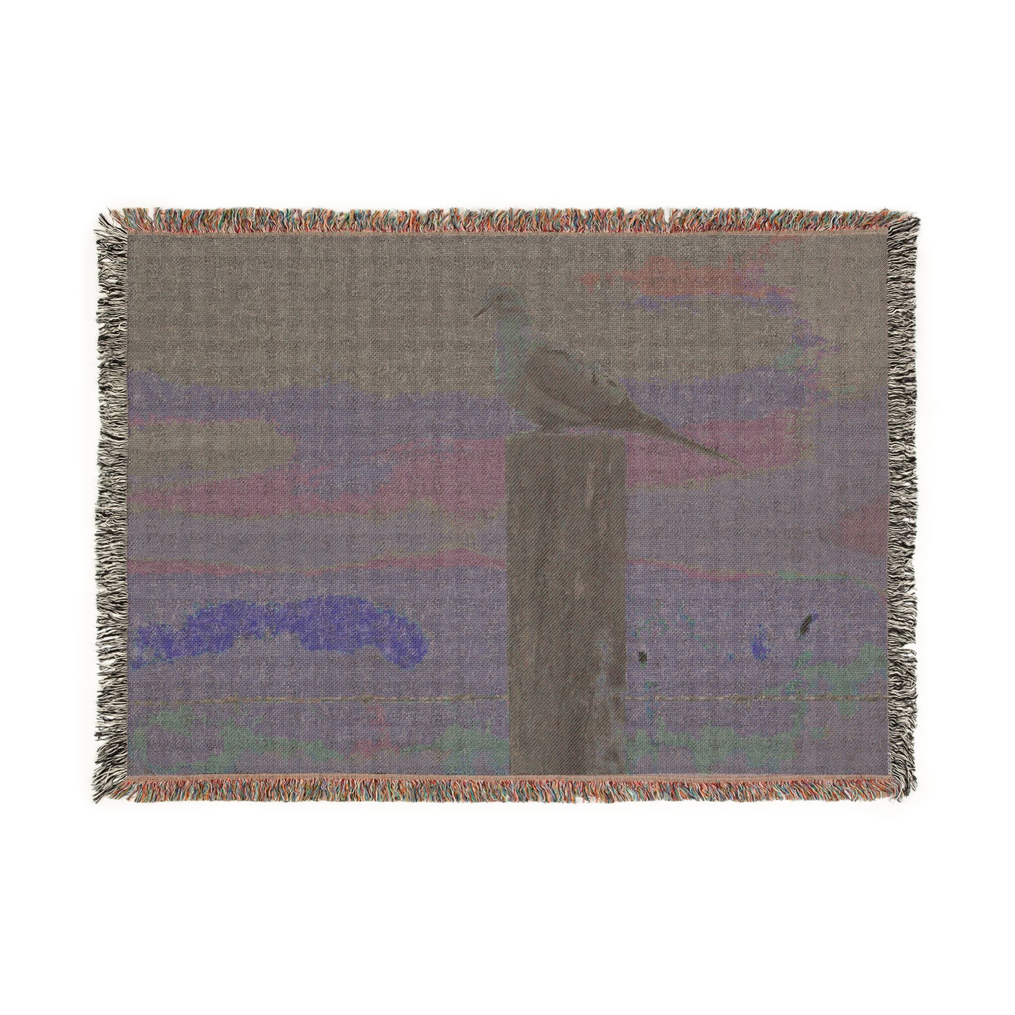 Mourning Dove on post Woven Blanket