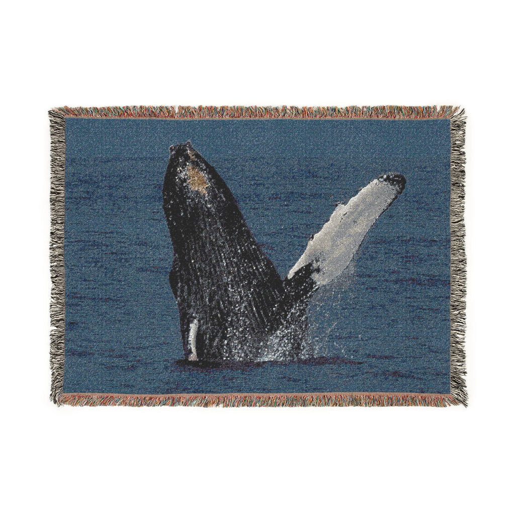 Humpback Whale Breach Woven Blanket