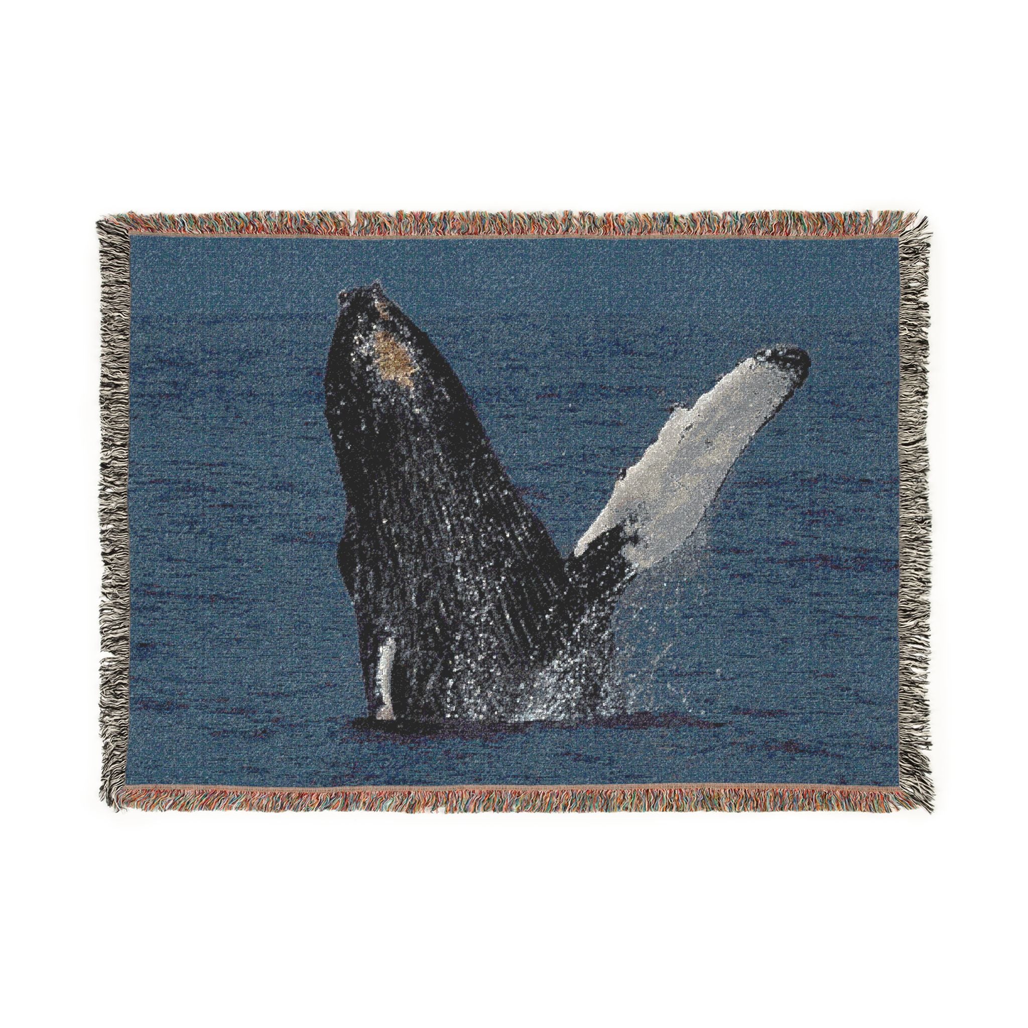 Humpback Whale Breach Woven Blanket