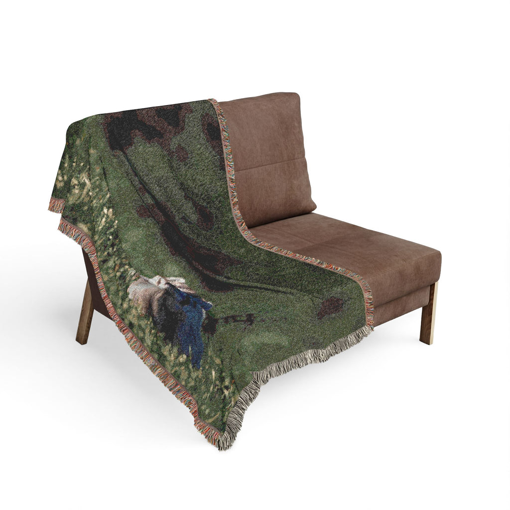 Badger Meadow Woven Blanket — Decorative Animal Throw for Living Room & Garden