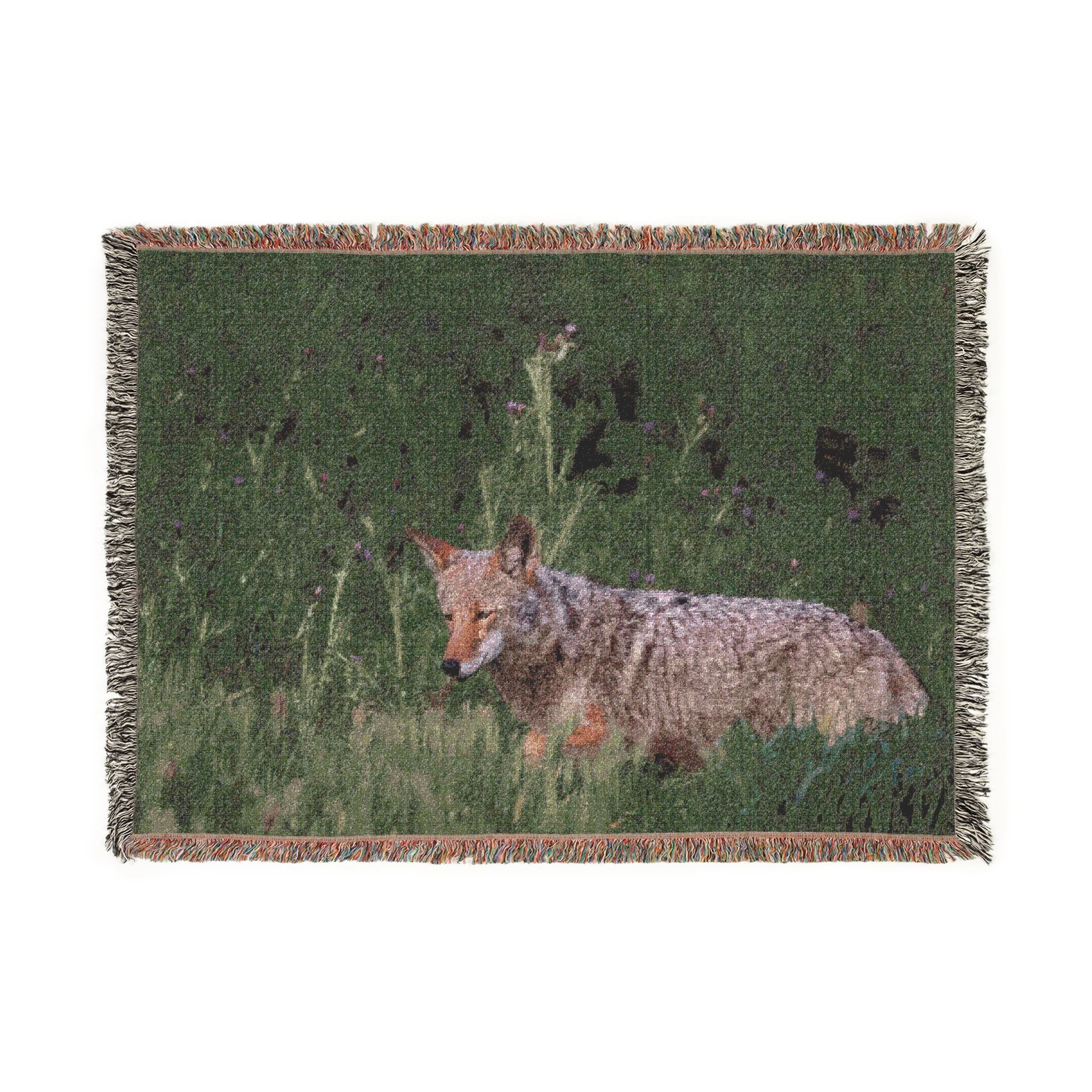 Coyote Wildlife Woven Blanket
