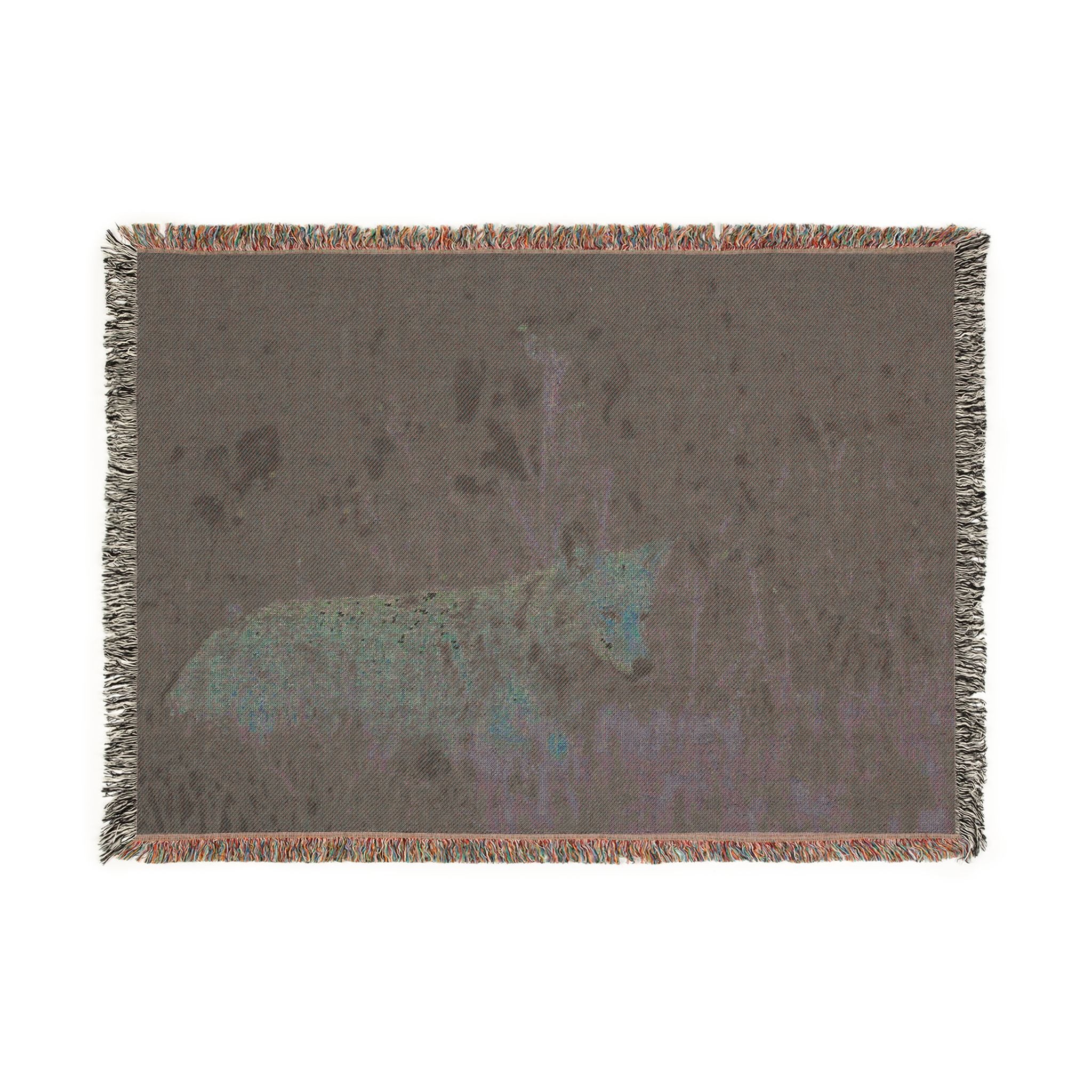 Coyote Wildlife Woven Blanket