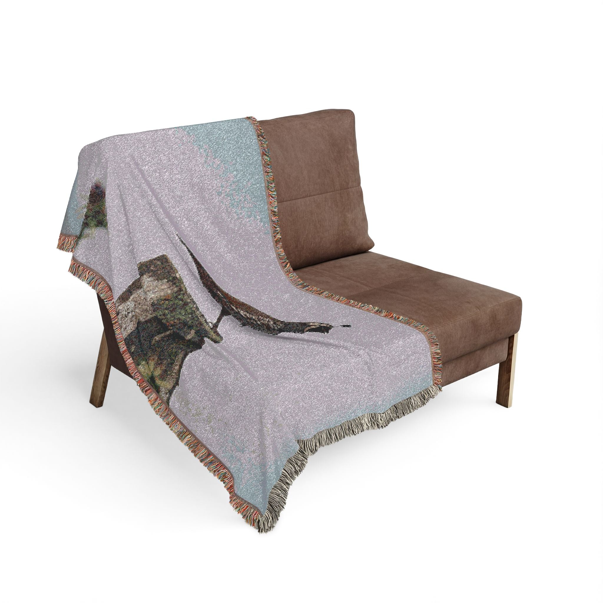 California Quail on post Woven Blanket