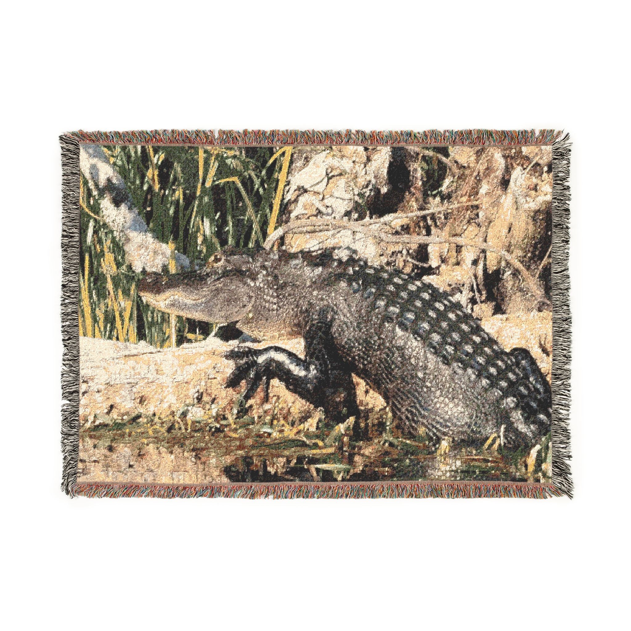 Florida Springs Alligator Woven Throw Blanket