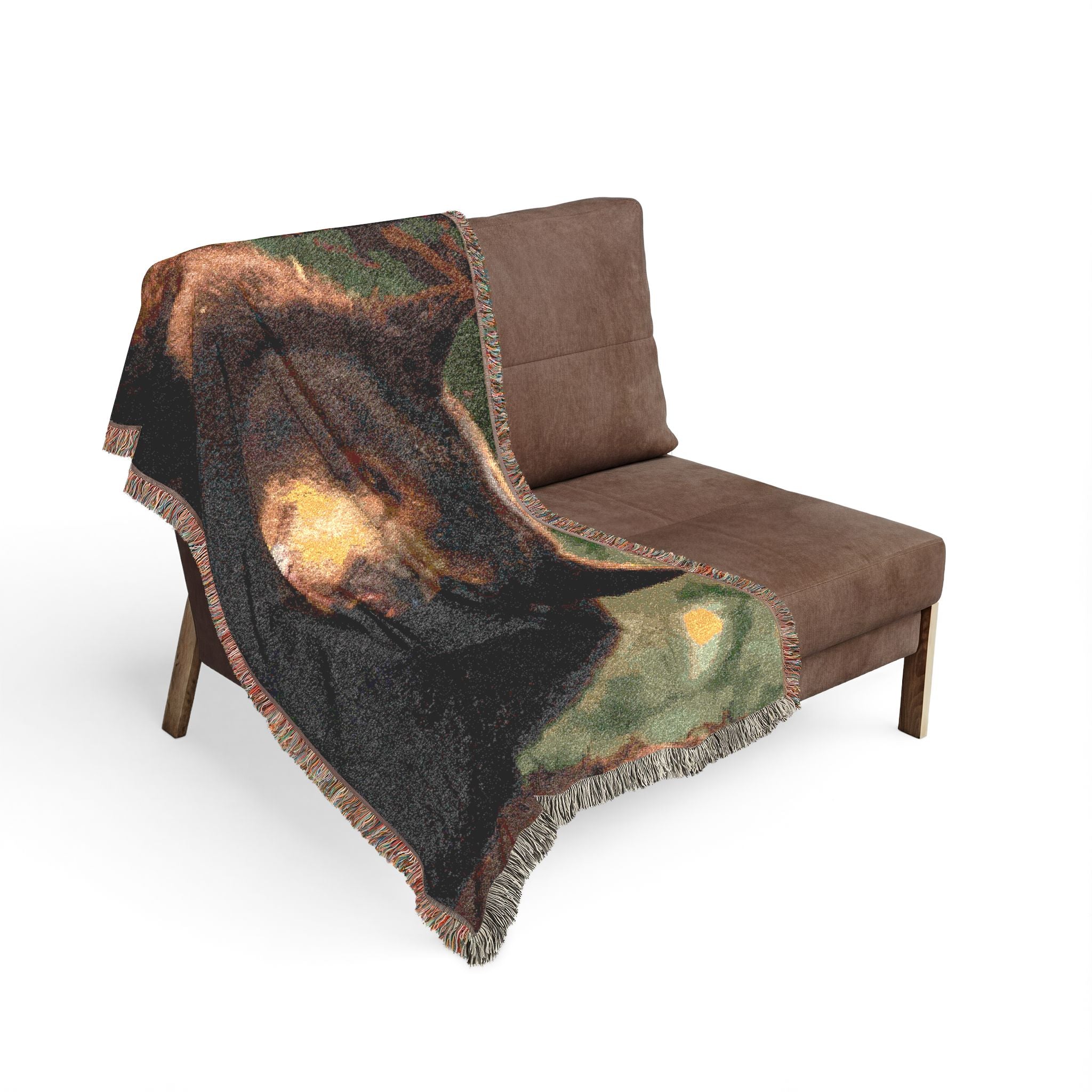 Black Bear Woven Throw Blanket – Rustic Cabin Decor, Wildlife Gift