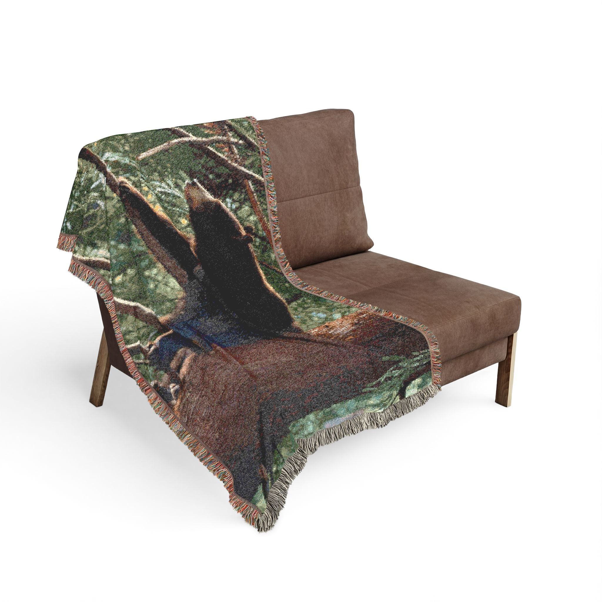 Black Bear Tule Woven Throw Blanket