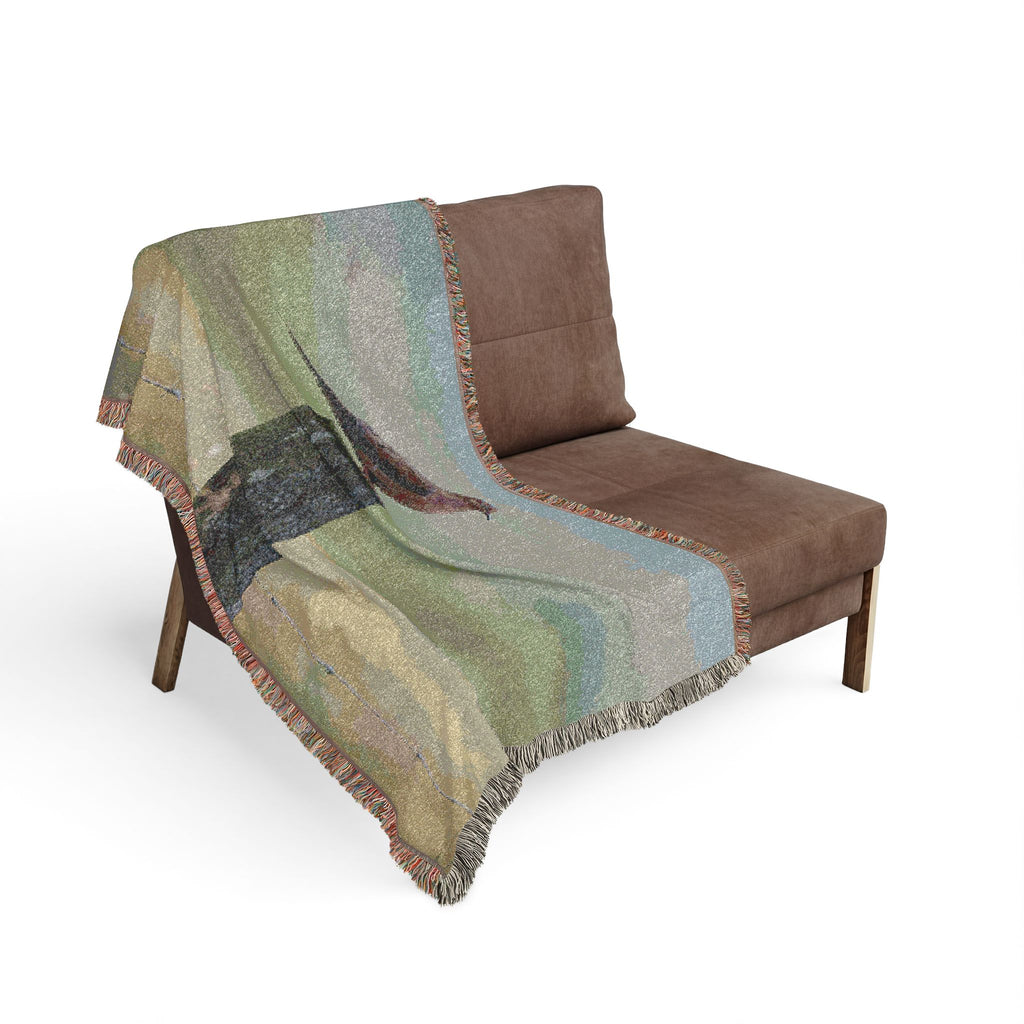 Mourning Dove on post Woven Blanket
