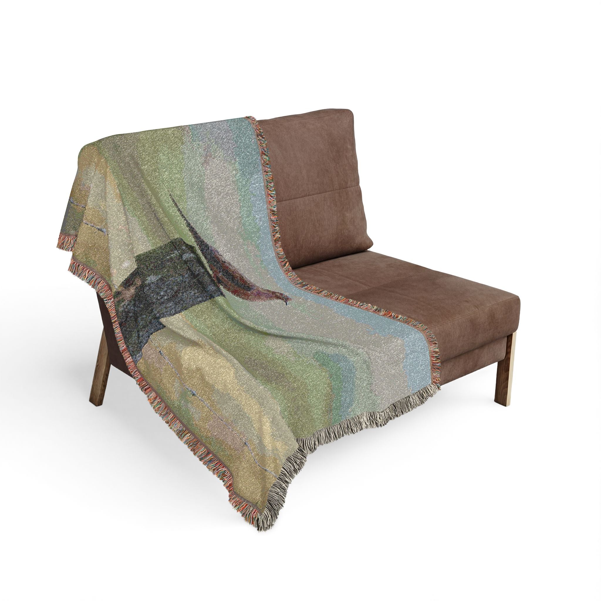 Mourning Dove on post Woven Blanket