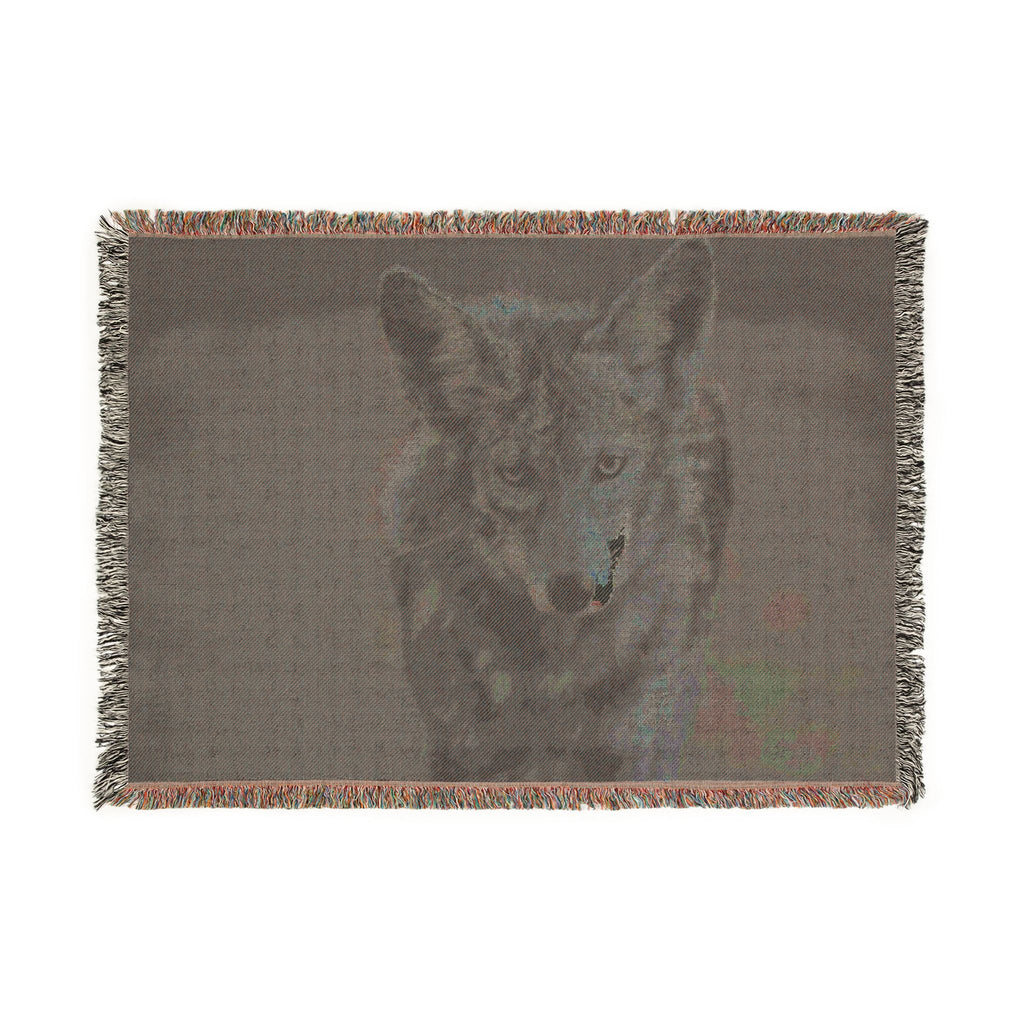 Curious Coyote Woven Throw Blanket