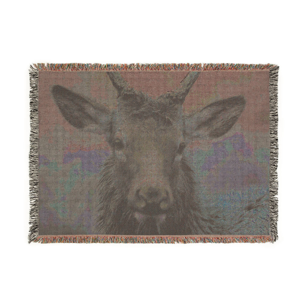 Elk Portrait Woven Blanket — Rustic Wildlife Throw