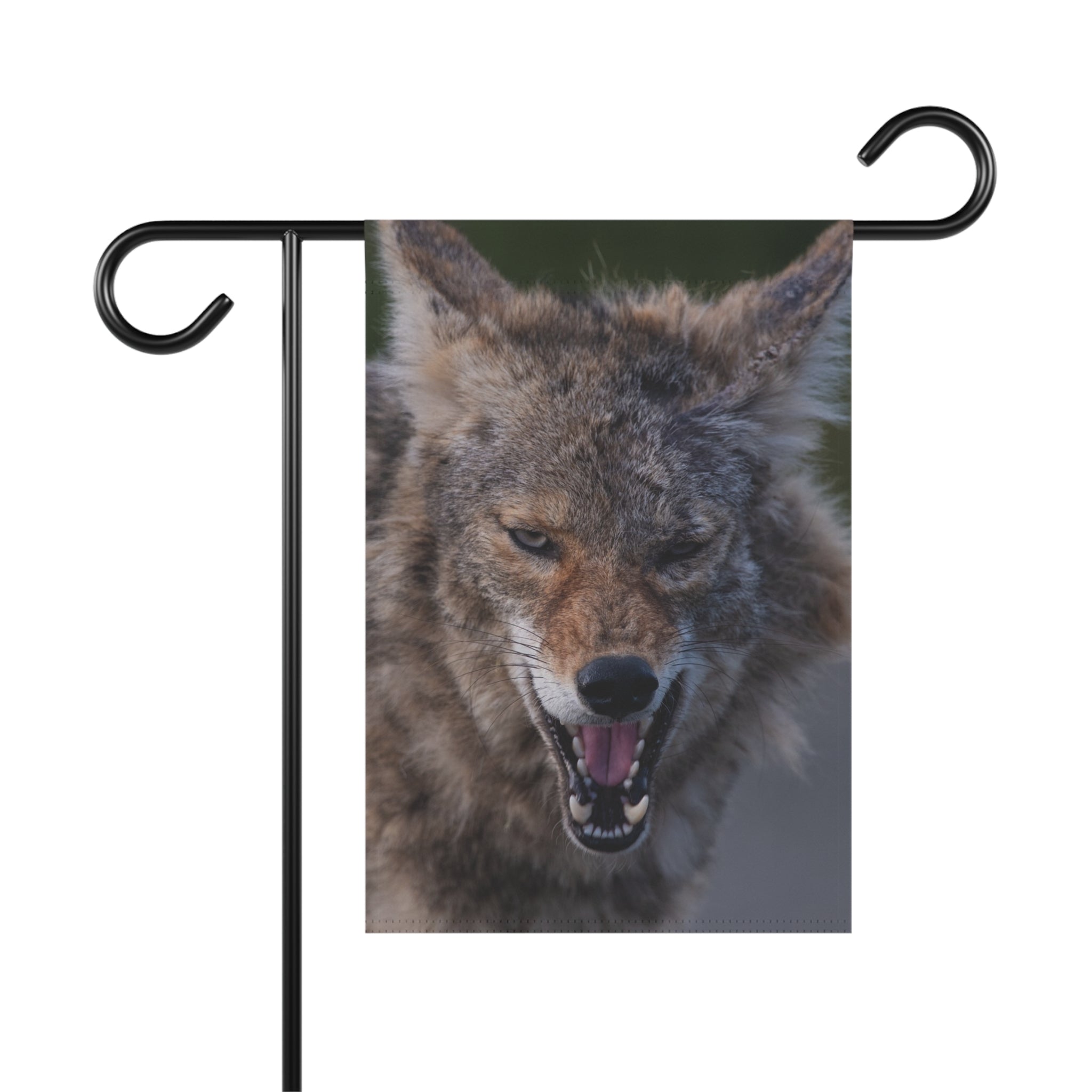 Angry Coyote Garden Flag — Wildlife Scare Yard Banner