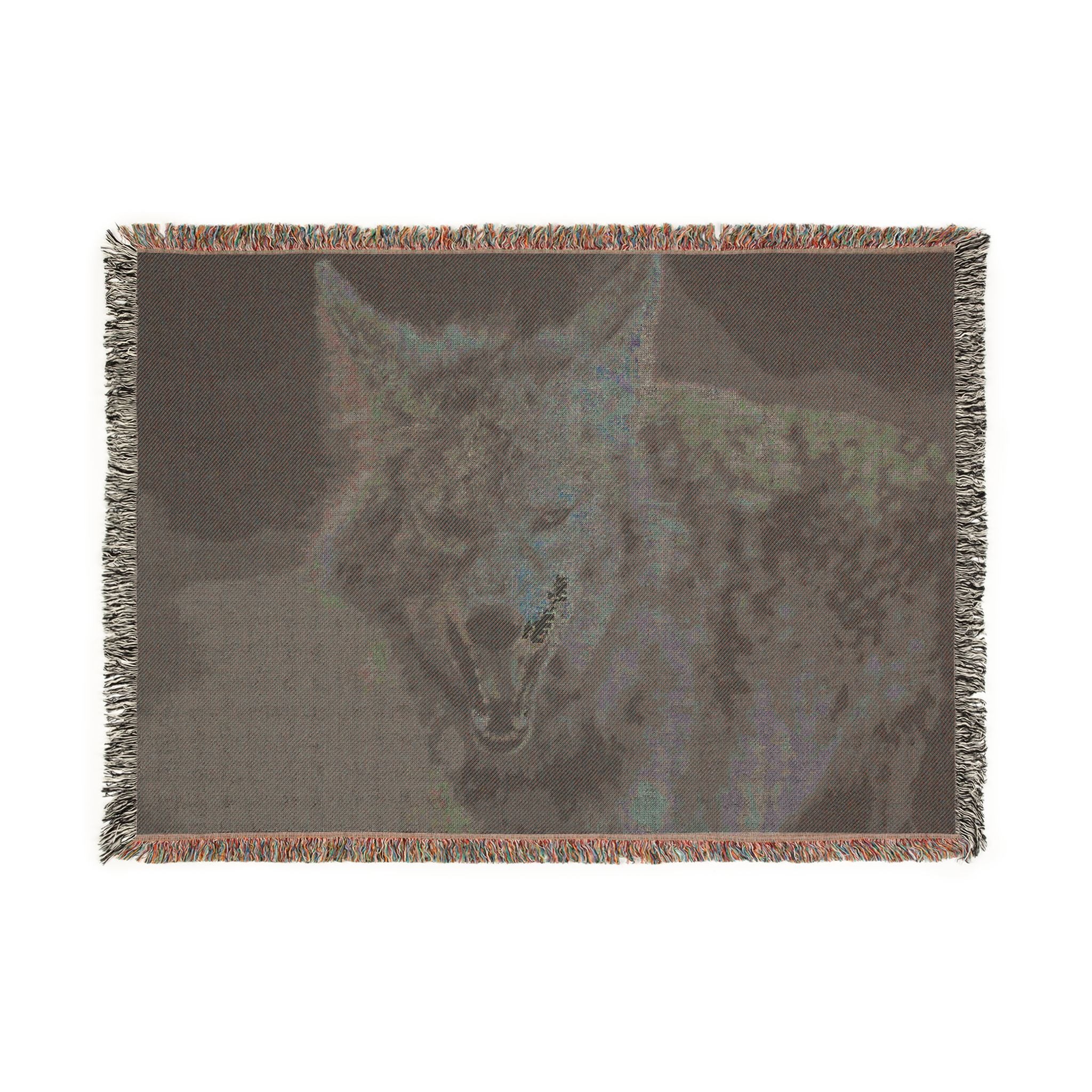 Coyote Woven Blanket — Rustic Wildlife Throw