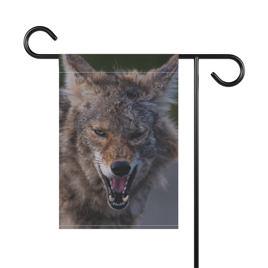 Angry Coyote Garden Flag — Wildlife Scare Yard Banner