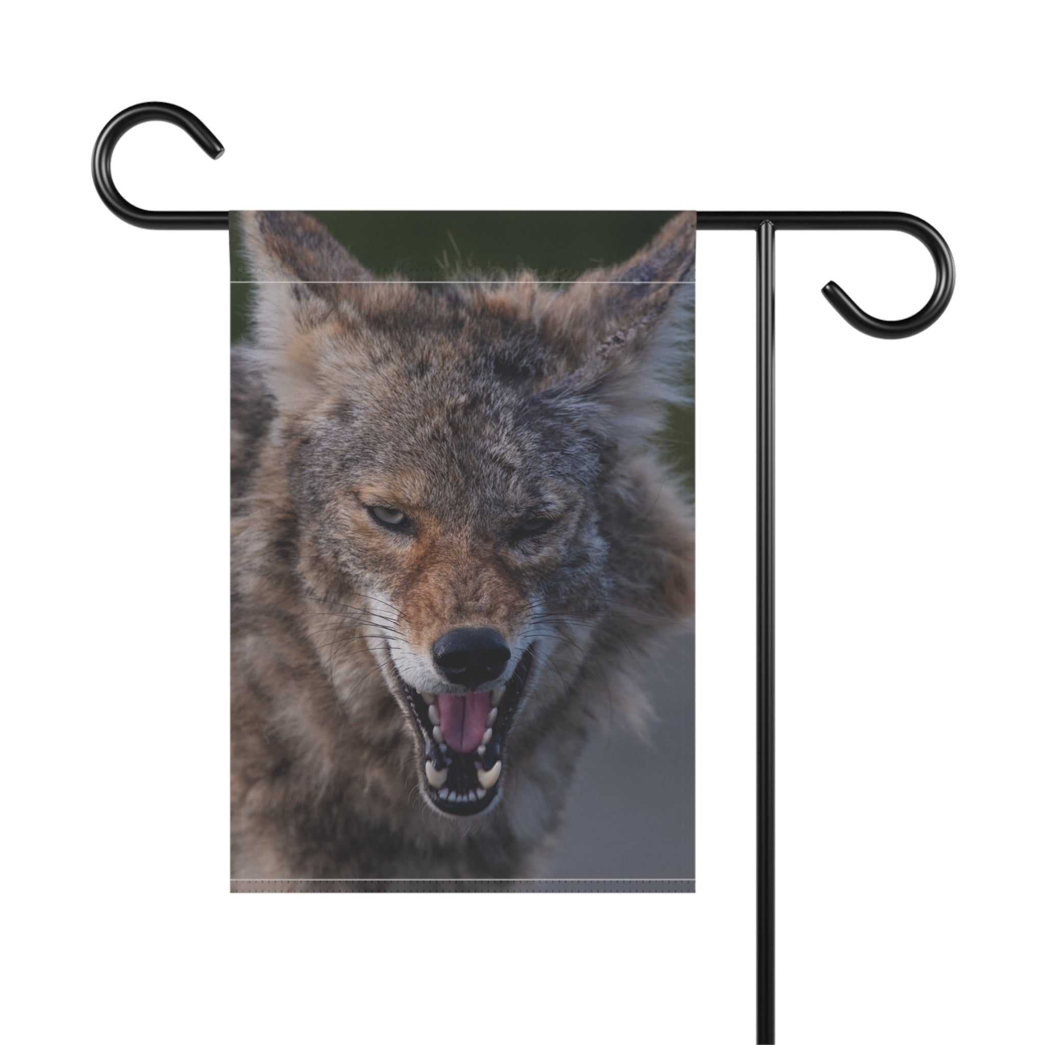 Angry Coyote Garden Flag — Wildlife Scare Yard Banner