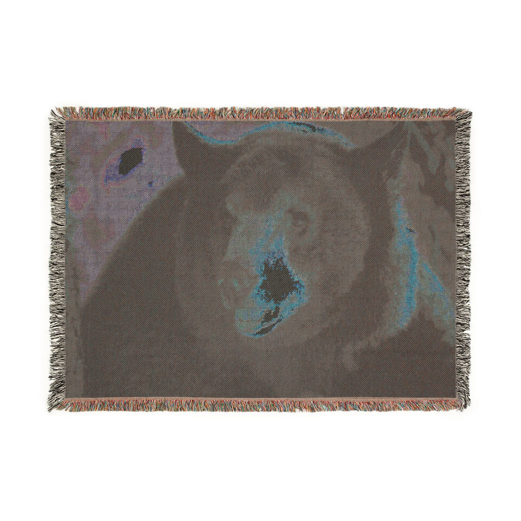 Black Bear Woven Throw Blanket – Rustic Cabin Decor, Wildlife Gift
