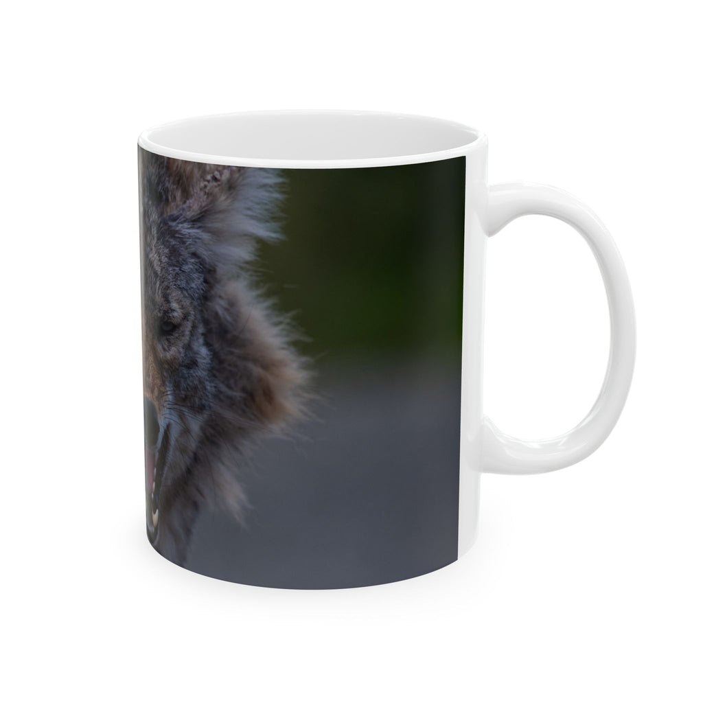 Angry Coyote Photo Ceramic Mug — Wild Predator Coffee Cup (11oz, 15oz)