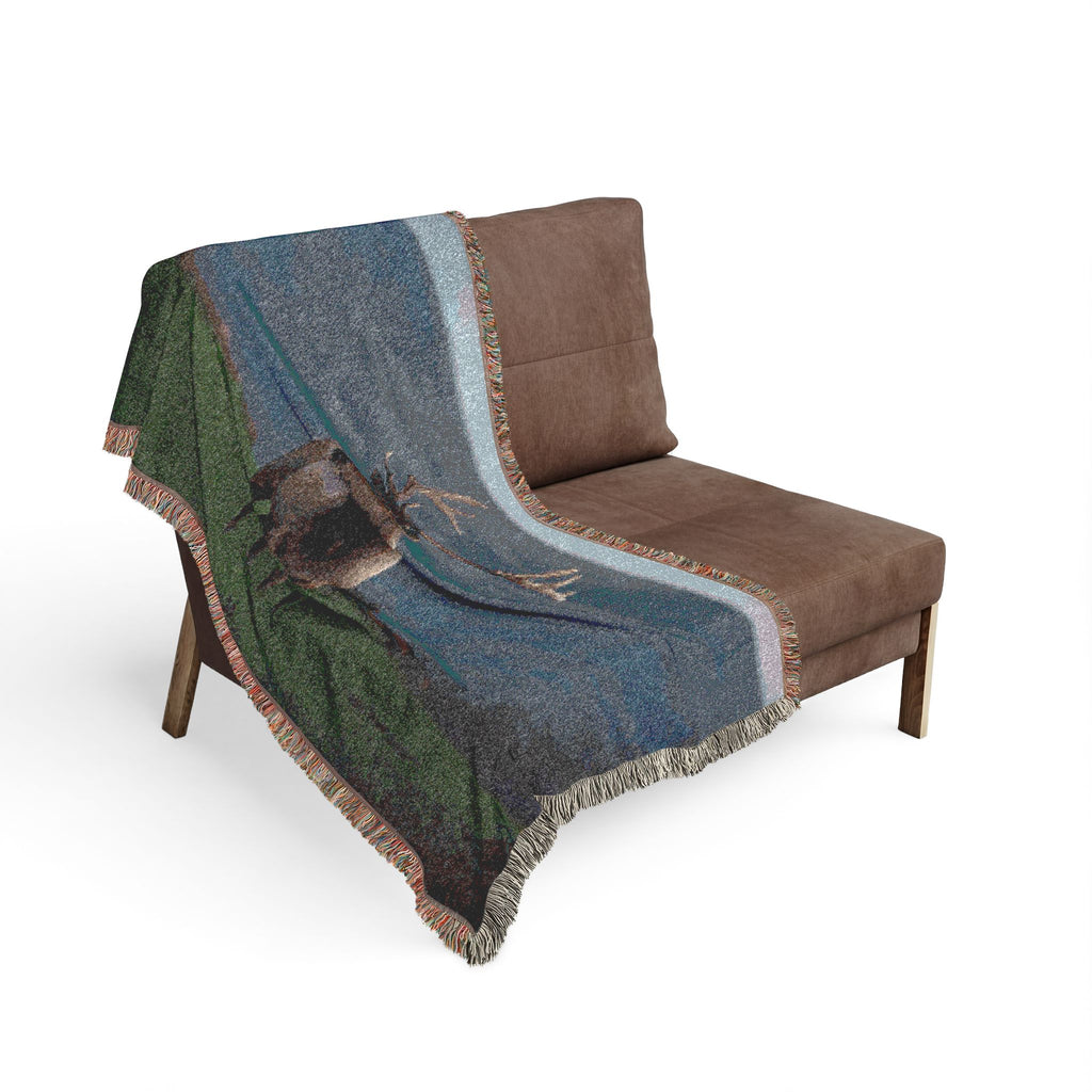 Elk Meadow Woven Blanket - Rustic Deer Throw for Cabin & Lodge Decor