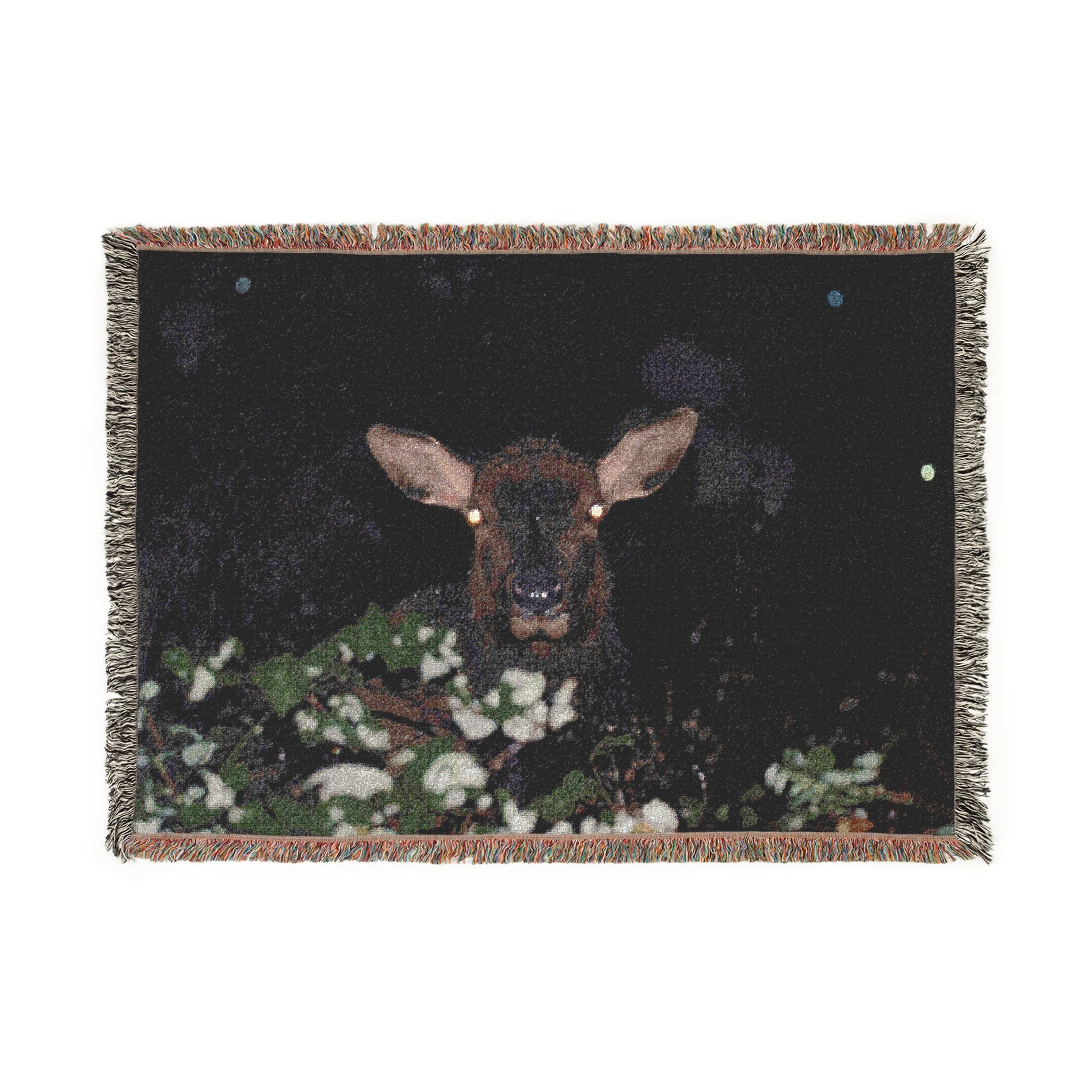 Elk at Night Woven Blanket