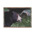 Bear Portrait Woven Blanket — Rustic Wildlife Throw