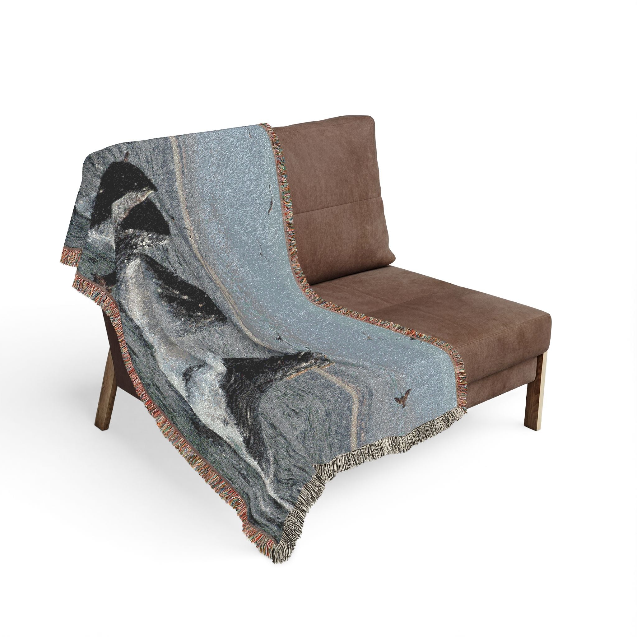 Humpback Whale Group Lunge Feed Woven Blanket - Ocean Scene Throw